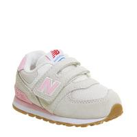 New Balance Kids 574 Velcro 4-9 GREY PINK