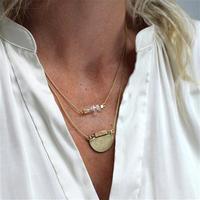 Neutral Double Layer Semi Circle Necklace, Gold