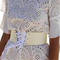 New Fashion Women Vintage PU Leather Waist Belt Self-tie Waistband Waist Strap White/Pink