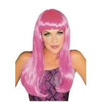 Neon Pink Diva Wavy Glamour Wig 70S Rave Fancy Dress