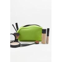 Neon Yellow Mesh Make-Up Bag, YELLOW