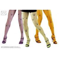 neon ladies spider motif pantyhose