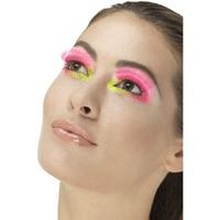 neon pink ladies 80s party eyelashes