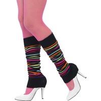 neon with black stripes ladies 80s leg warmers