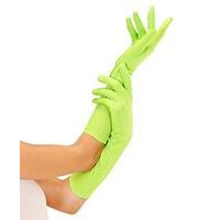Neon Long - Green Lace Lycra & Neon Gloves For Fancy Dress Costumes Accessory