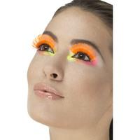 neon orange ladies 80s party eyelashes