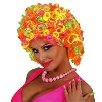 Neon Multicolour Ladies Curly Wig