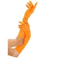 neon long orange lace lycra neon gloves for fancy dress costumes acces ...