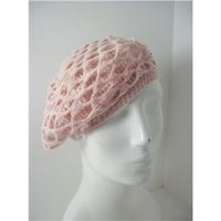 new tie rack pale pink crochet wool beret