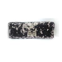 New Look Black and Silver Sequinned Metallic Clutch Cross Body Bag
