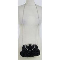 New Look small black satin look grab bag with detachable shoulder strap