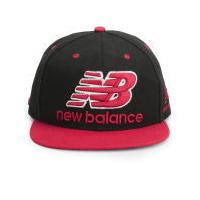 New Balance Unisex Courtside 6 Panel Flat Peak Baseball Cap - Acrylic Black/Red