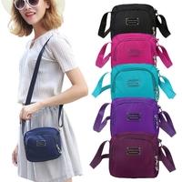 New Fashion Women Crossbody Bag Nylon Waterproof Zipper Fastening Pockets Solid Shoulder Bag
