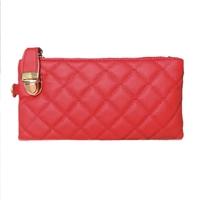 New Fashion Women Clutch Purse PU Leather Quilted Rhombus Pattern Buckle Credit Card Bag Wallet