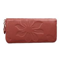 New Fashion Long Women Purse Floral Print PU Leather Candy Color Zip Wallet Card Holder Clutch