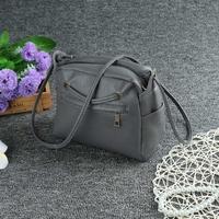 New Women PU Crossbody Bag Solid Color Hole Zipper Pocket Casual Vintage Shoulder Messenger Bags Black/Grey