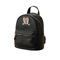 New Fashion Women Backpack PU Leather Sequin Rabbit Ear Zipper Shoulder Strap School Bag Rucksack Black/Grey