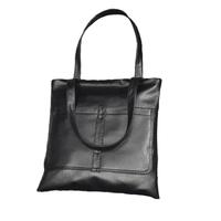 New Fashion Women Handbag PU Leather Zipper Grab Handle Double Pocket Totes Shoulder Bag