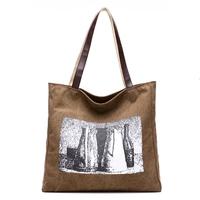 New Women Canvas Handbag Print Shoulder Bag Large Capacity Casual Shipping Bag Tote