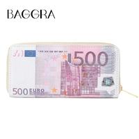 New Fashion Women Girls Wallets Dollar Euro Bill Print PU Leather Long Purse Card Cash Holders Change Wallet 1#/2#/3#