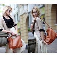 New Fashion Women Handbag Special Twin Top Handles Brief Shoulder Bag Messenger Bag Dark Brown