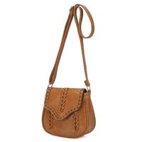 New Fashion Women Crossbody Bag PU Leather Hollow Out Woven Braided Vintage Casual Shoulder Bag