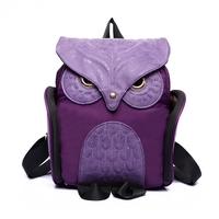 New Fashion Women Owl Shape Backpack Flap Over Zipper Pocket Solid Color Satchel Student Bags