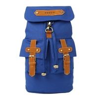 New Fashion Women Men Canvas Backpack Preppy Style Buckle Strap Pockets Students Travel Bag Black/Dark Blue/Blue