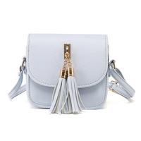 New Fashion Women Shoulder Bag PU Leathe Flap Tassel Pendant Solid Magnetic Snap Casual Crossbody Bag