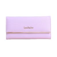 New Fashion Women Long Wallet PU Leather Solid Color Button Coin Purse Card Holder
