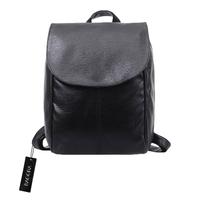New Fashion Women PU Backpack Zip Opening Front Pocket Shoulder Strap Student School Traveling Bag Black