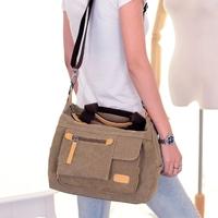 New Fashion Women Handbag Canvas Solid PU Trim Zipper Fastening Casual Crossbody Shoulder Bag