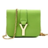 New Fashion Women Chain Bag PU Leather Candy Color Mini Crossbody Shoulder Bag Green