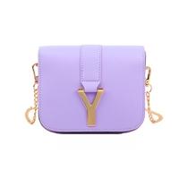 New Fashion Women Chain Bag PU Leather Candy Color Mini Crossbody Shoulder Bag Purple