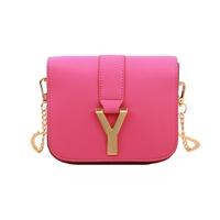 New Fashion Women Chain Bag PU Leather Candy Color Mini Crossbody Shoulder Bag Rose