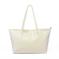 New Fashion Women PU Leather Handbag Candy Color Tote Shoulder Bag Beige