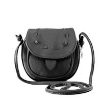New Fashion Women Mini Shoulder Bag PU Leather Messenger Crossbody Bag Drawstring Handbag Black