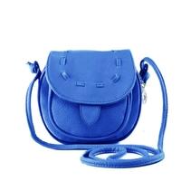 New Fashion Women Mini Shoulder Bag PU Leather Messenger Crossbody Bag Drawstring Handbag Blue