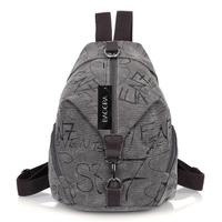 New Fashion Women Printed Canvas Backpack Leather Metal Zipper Casual Schoolbag Travel Bag Blue/Khaki/Grey