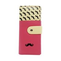 New Fashion Women Long Purse Moustache Beard Zipper PU Leather Wallet Phone Card Holder