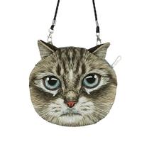 new cute women shoulder bag cat face cartoon print zipper closure mess ...