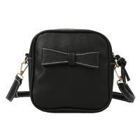 New Fashion Women Mini Crossbody Bags Soft PU Bow Solid Color Casual Small Shoulder Messenger Bag Black/Grey/Beige