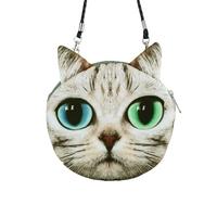 new cute women shoulder bag cat face cartoon print zipper closure mess ...