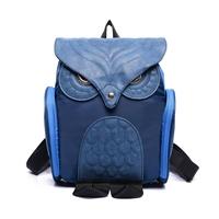 New Fashion Women Owl Shape Backpack Flap Over Zipper Pocket Solid Color Satchel Student Bags