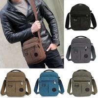New Fashion Men Canvas Crossbody Bag Zipped Pocket Casual Travel Outdoor Small Shoulder Bag