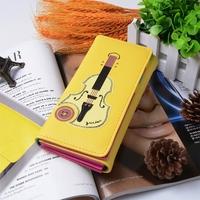 New Fashion Women Wallet PU Leather Flap Top Guitar Print Press Stud Fastening Casual Coin Purse
