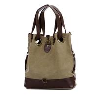 new vintage women casual canvas bucket bag pu leather large capacity d ...