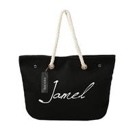 New Fashion Women Canvas Handbag Letter Print Large Capacity Casual Shopping Shoulder Bag Tote Black/White