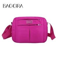 New Fashion Women Girls Crossbody Bag Waterproof Nylon Solid Color Zipper Casual Shoulder Messenger Bag