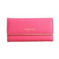 New Fashion Women Long Wallet PU Leather Solid Color Button Coin Purse Card Holder